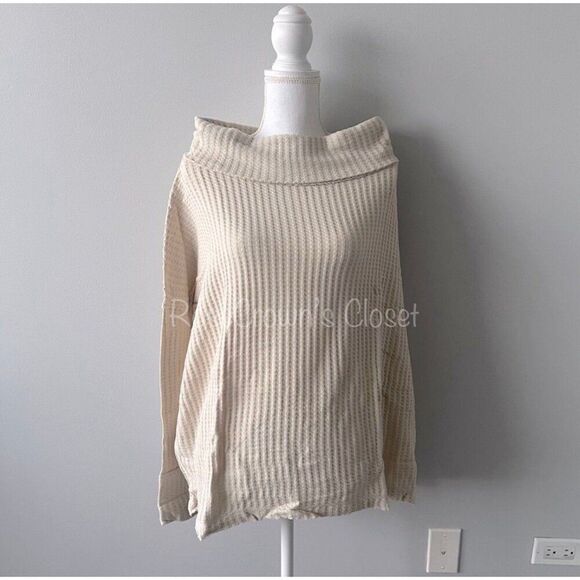 Free People NWT Fall Chic Mock Neck Boho Coastal Grandma Cottage Knit Sweater - Picture 5 of 8